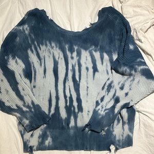 Vintage Havana size L blue tie dye sweater with crossover open back